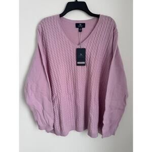 LANDS END 100% Cashmere Sweater V Neck Pullover Womens